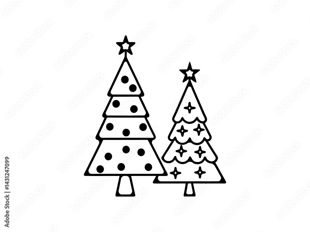 A vector graphic showcasing stylized Christmas trees. Christmas tree silhouettes, perfect for holiday designs.