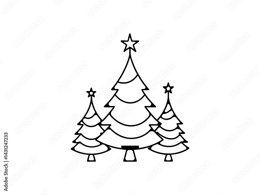A vector graphic showcasing stylized Christmas trees. Christmas tree silhouettes, perfect for holiday designs.