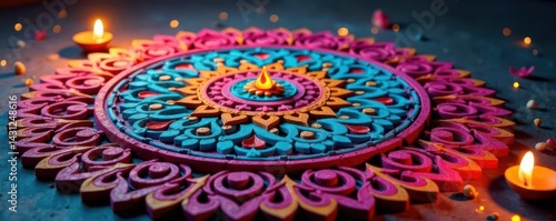Wallpaper Mural Elegant Diwali rangoli design Paper-cut style, vibrant colors , sweet, beautiful Torontodigital.ca
