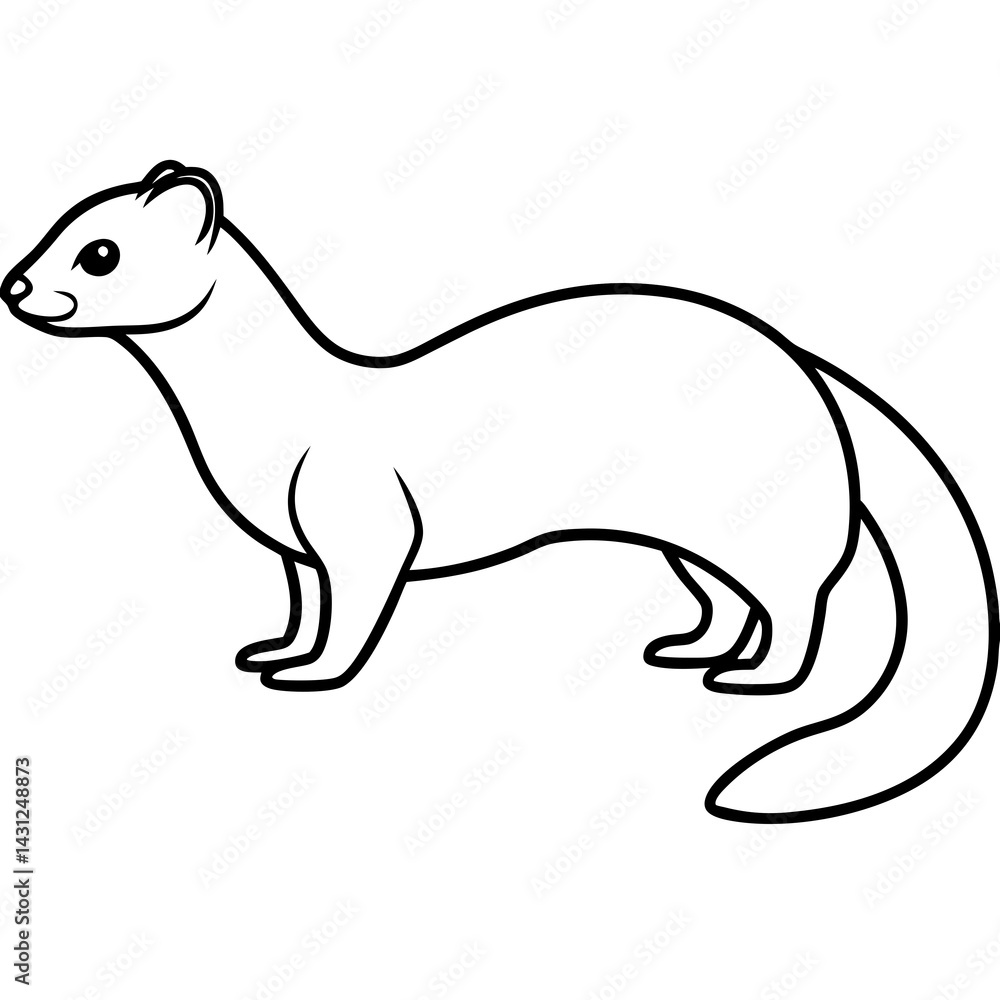Fototapeta premium Graceful Ferret in Simple Line Art