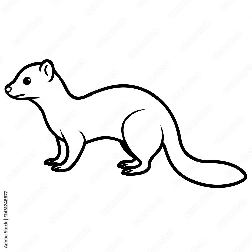 Graceful Ferret in Simple Line Art Graceful Ferret in Simple Line Art
