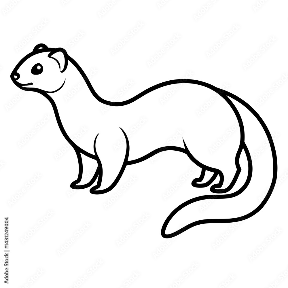 Fototapeta premium Graceful Ferret in Simple Line Art