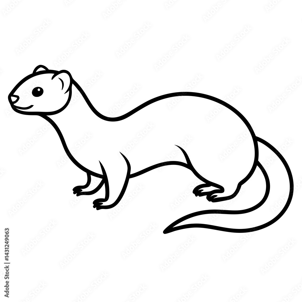 Fototapeta premium Graceful Ferret in Simple Line Art