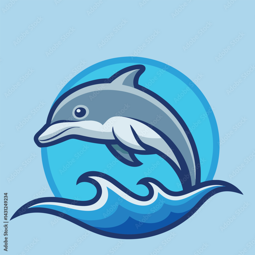 Fototapeta premium design logo vector mascot character icon dolphin
