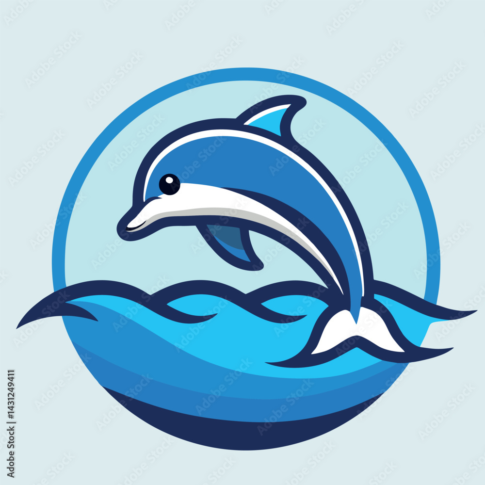 Fototapeta premium design logo vector mascot character icon dolphin