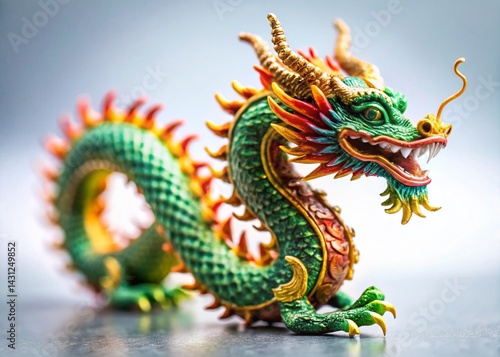 Wallpaper Mural Miniature Chinese Dragon, Whimsical Tilt-Shift, Mythical Creature, White Background Stock Photo Torontodigital.ca