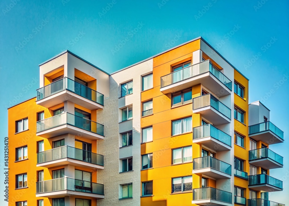 Minimalist Apartment Building Exterior, Public Housing Estate, Residential High-Rise
