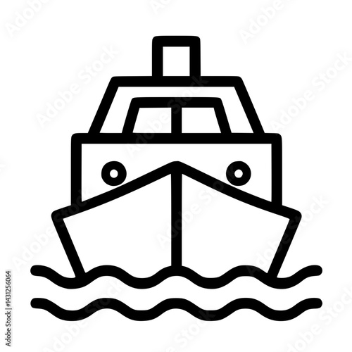 Ferry Boat Illustration – Water Transport and Coastal Travel Icon