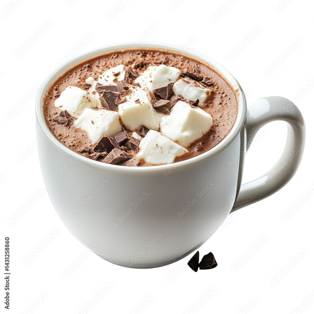 Hot cocoa with toppings on transparent background Hot cocoa with toppings on transparent background