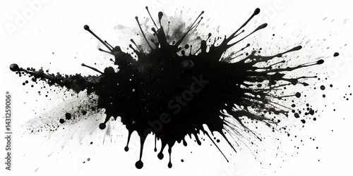 Monochrome Ink Splash Silhouette: Grunge Horror Abstract Background