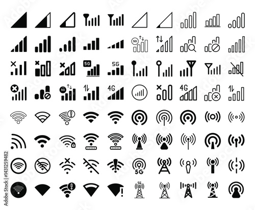 Mobile Network, Wi-Fi Signal, Hotspot Signal Icon Pack
