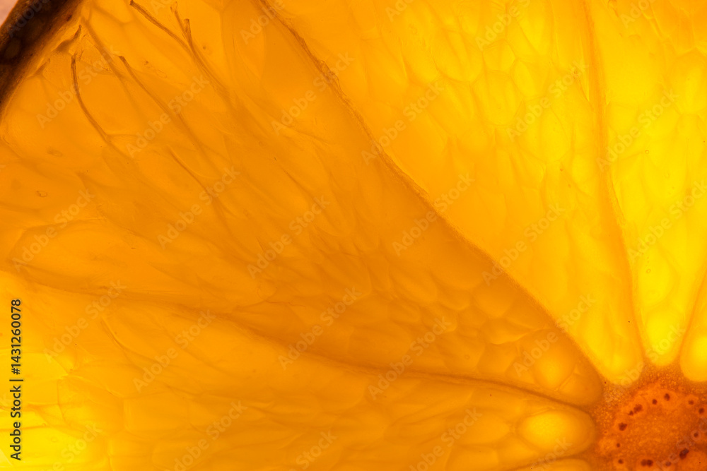 Fototapeta premium Texture, Background, Backdrop, Macro Orange Fruit Flesh, abstract macro photography orange fruit closeup background, citrus fruit texture