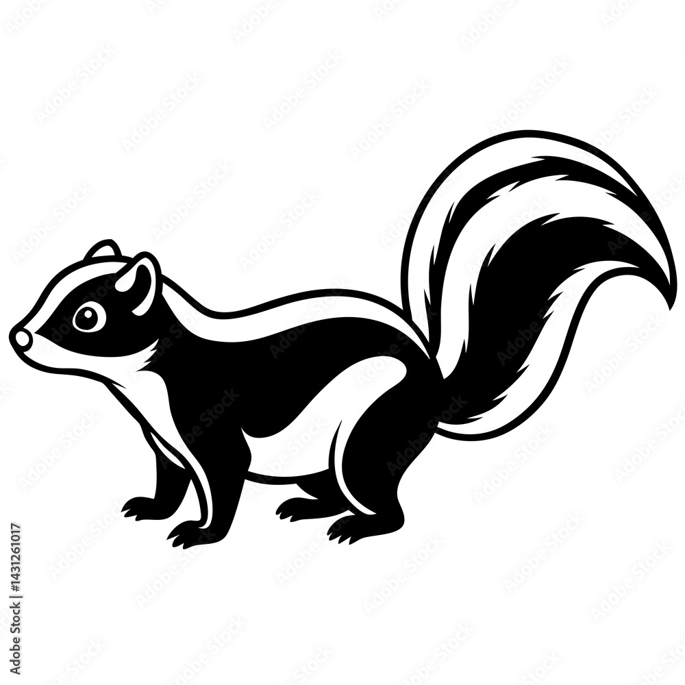 Stylized Skunk Line Sketch Stylized Skunk Line Sketch