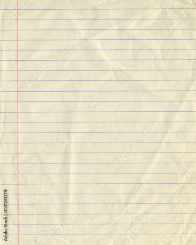 Natural lined crumpled vintage paper page background. Old antique notebook sheet paper texture. old grid paper background.	