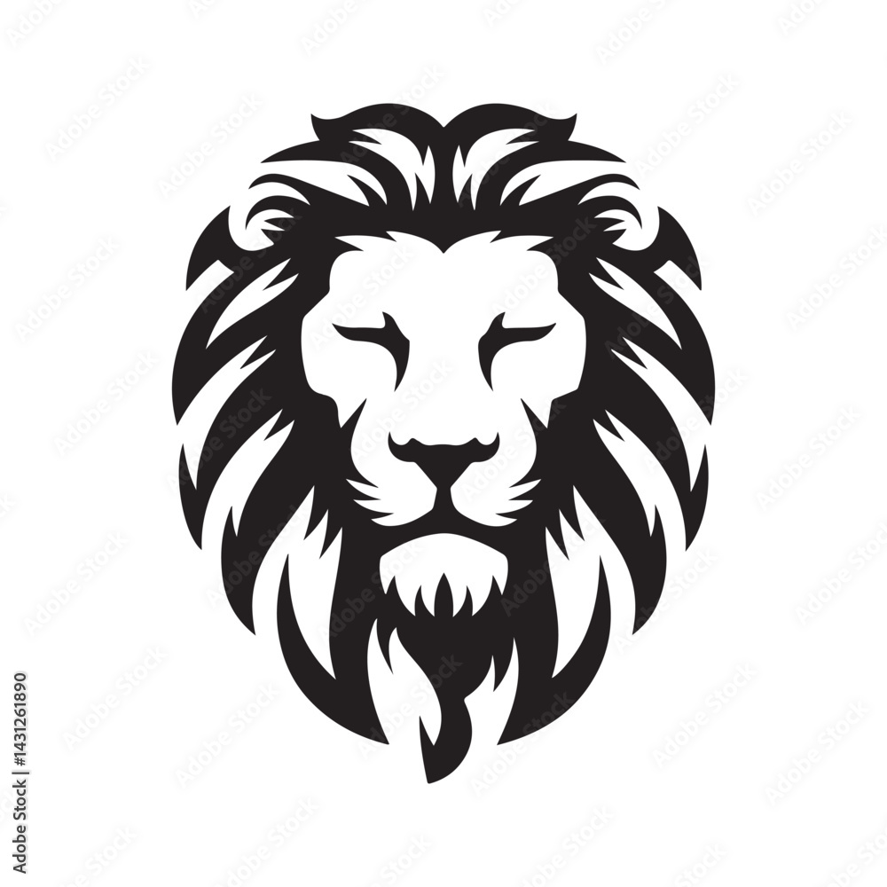 Fototapeta premium Bold Lion Face Logo Silhouette – Regal Animal Vector Symbol