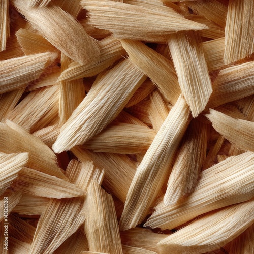Detailed close-up of brown wood chips offering rich texture and warm hues suitable for various decorative or landscaping uses SEAMLESS PATTERN