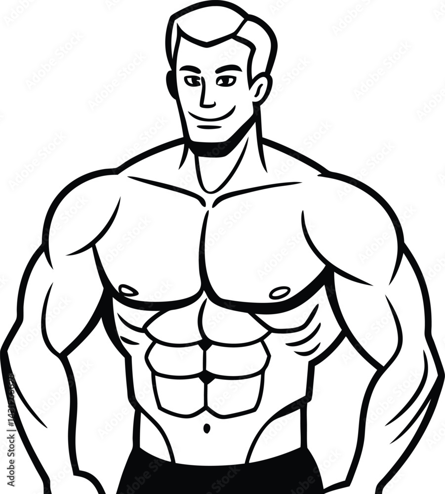 Fototapeta premium A Strong and muscular bodybuilder illustration