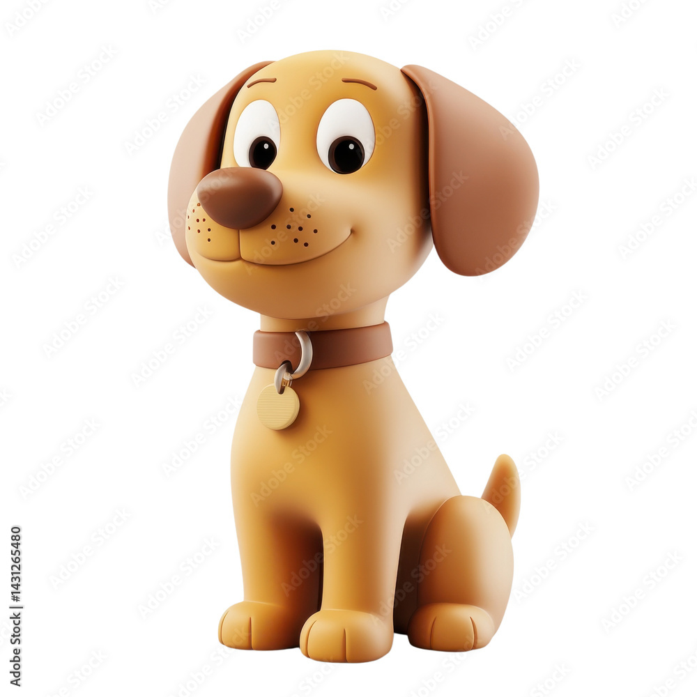 Naklejka premium Cartoon dog sitting pet on transparent background