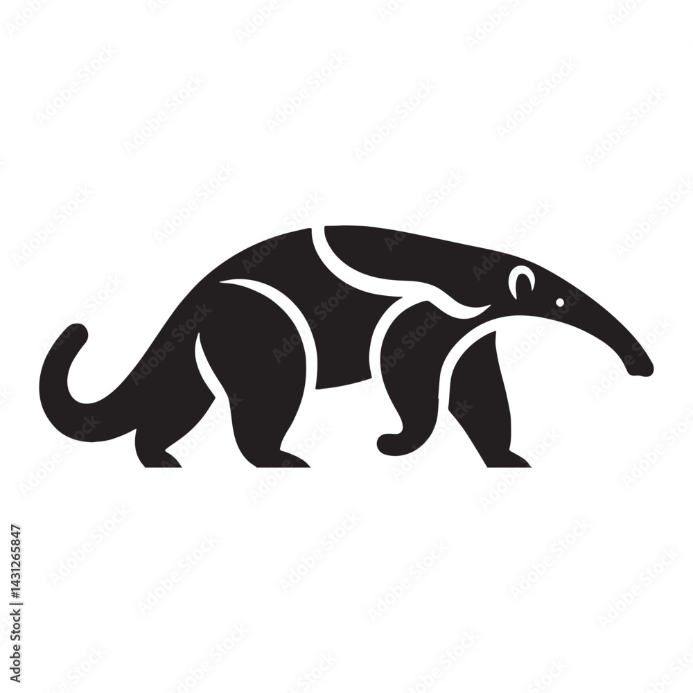 Fototapeta premium Pure-vector anteater silhouette icon crafted for logo packs – anteater silhouette – anteater vector – anteater illustration – silhouette of anteater – anteater icon