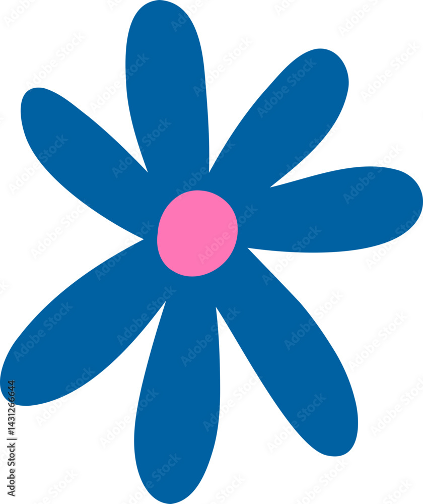 Hand drawn daisy flower with simple petals and a round center Hand drawn daisy flower with simple petals and a round center
