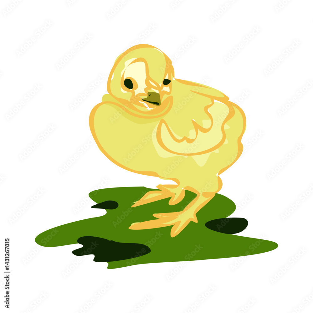Fototapeta premium Yellow chicken, little chick. Sweet and adorable baby chick. A colorful and funny bird.