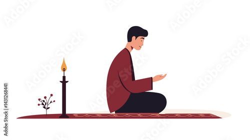 Muslim man in prayer pose for Eid al-Adha


