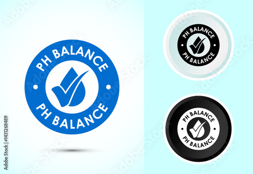 PH balance icon design illustration. Neutral PH balance icon sign, Free acidity concept symbol in color, black and white