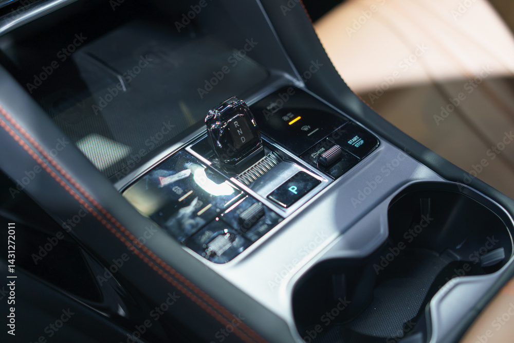 Naklejka premium Modern Automatic Gear Shift in a Sleek Console