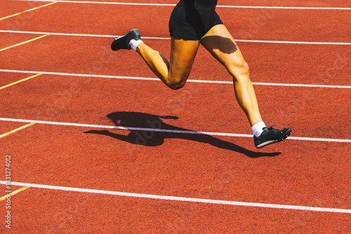 Run, track and fied banner with copy space. Running womans legs