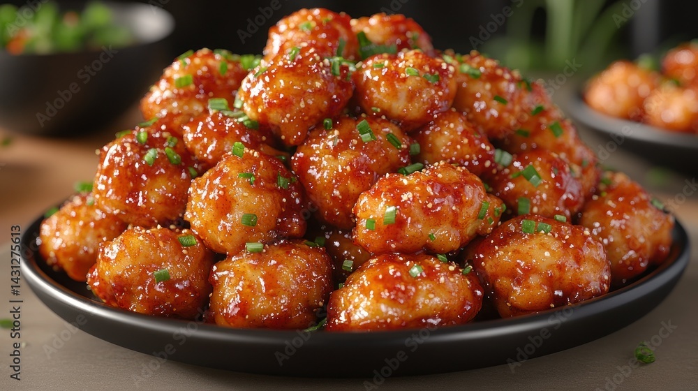 Fototapeta premium Crispy, savory chicken balls piled high