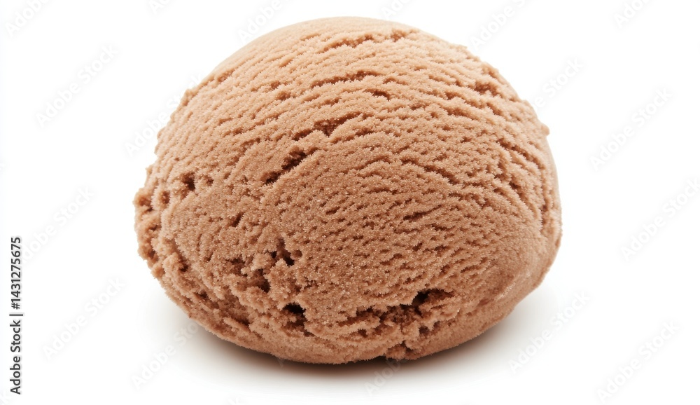 Single Scoop of Brown Chocolate Ice Cream on White Background Single Scoop of Brown Chocolate Ice Cream on White Background