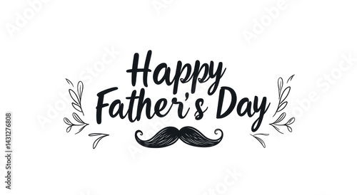 Obraz na płótnie Happy Father's Day design with a decorative text and a mustache illustration w salonie