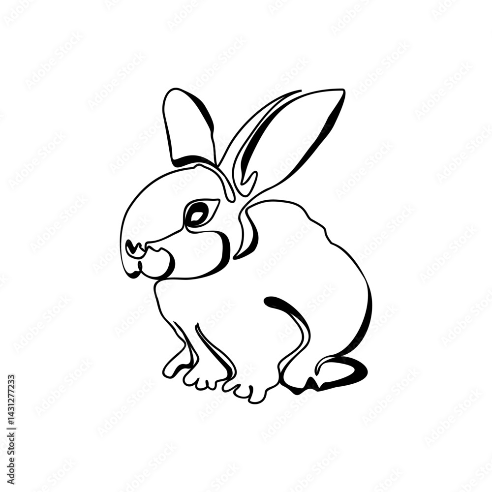 Continuous one line drawing of bunny. Cute rabbit silhouette with ears in simple minimalistic style Vector illustration Continuous one line drawing of bunny. Cute rabbit silhouette with ears in simple minimalistic style Vector illustration