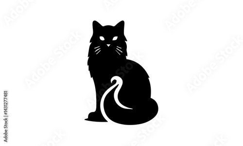black and white cat vector illustration