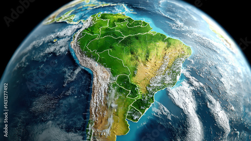 Obraz na płótnie A detailed view of South America from a global perspective w salonie