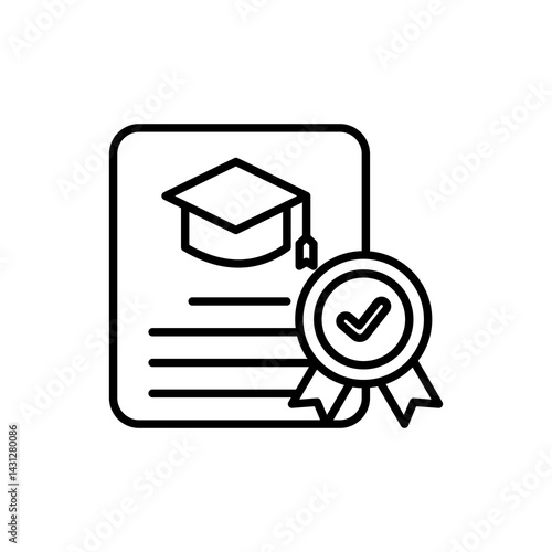 Wallpaper Mural degree certificate icon with line style isolated on white background, eps file and easy to edit and change color. Torontodigital.ca