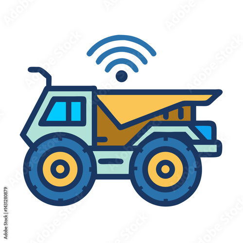Smart Dump Truck Icon: Connected Vehicle Technology for Construction and Mining
