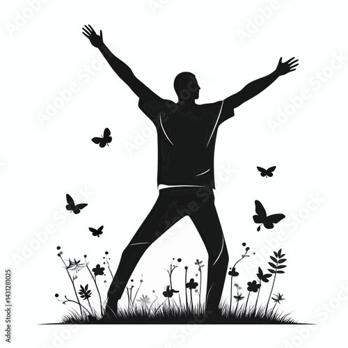 minimalist vector silhouette of Capture the joy of spring