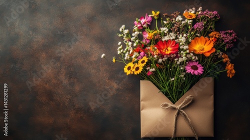 Wallpaper Mural Blooming envelope soft vintage brown style Torontodigital.ca