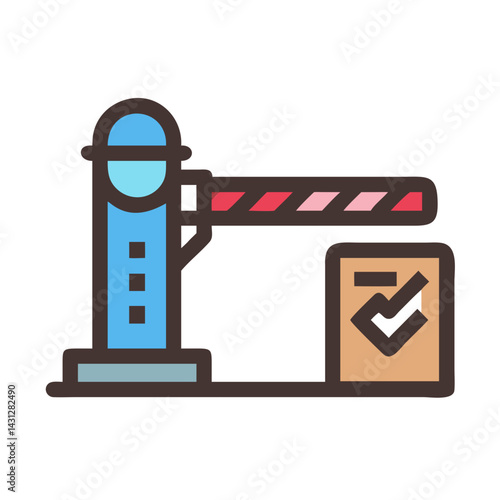 Access Granted: Security Gate with Checkmark Icon Illustration