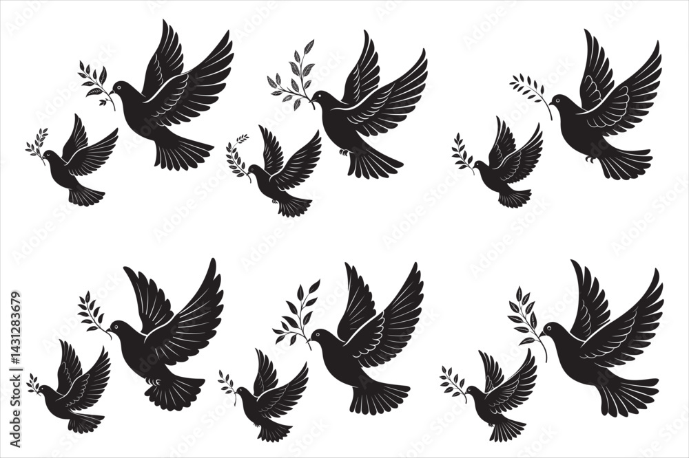 Fototapeta premium A black silhoiette of grouping dove.