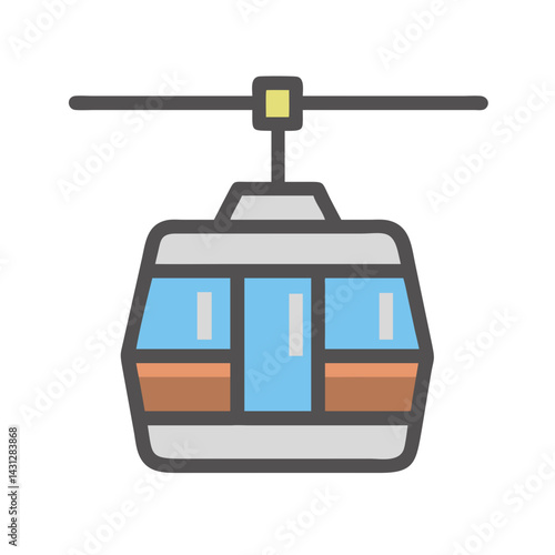 Modern Cable Car Icon Illustration for Travel, Transportation, and Tourism