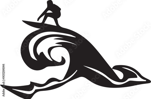 Surfer On Wave Silhouette images