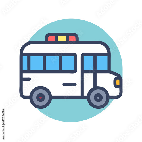 Illustration of a Police Transport Vehicle in Flat Design, Isolated