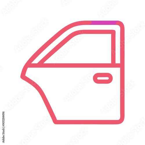 Simple Car Door Icon, Minimalist Design, Auto Part Illustration, Isolated