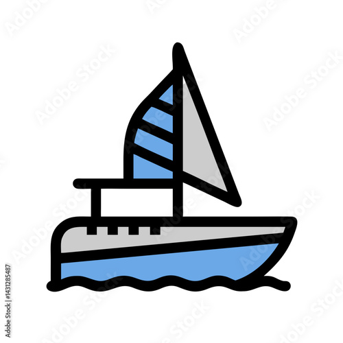 Minimalist Sailboat Illustration on Black Background - Nautical Icon