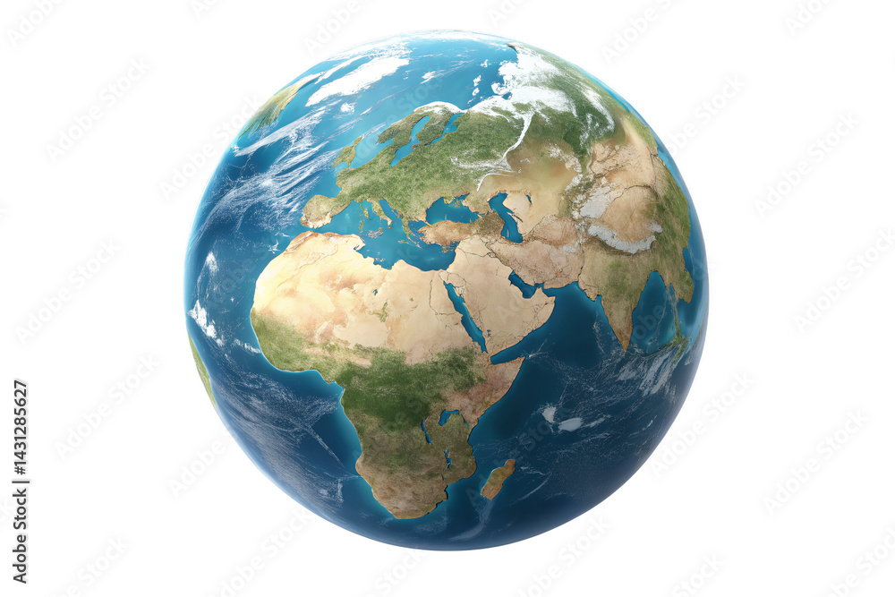 A 3D rendering of Earth, the globe, with blue oceans and green continents, is set against a transparent background A 3D rendering of Earth, the globe, with blue oceans and green continents, is set against a transparent background