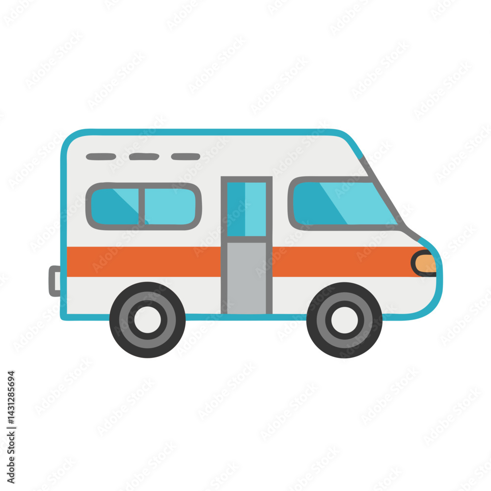 Cute Cartoon RV Illustration on Black Background for Educational Use Cute Cartoon RV Illustration on Black Background for Educational Use