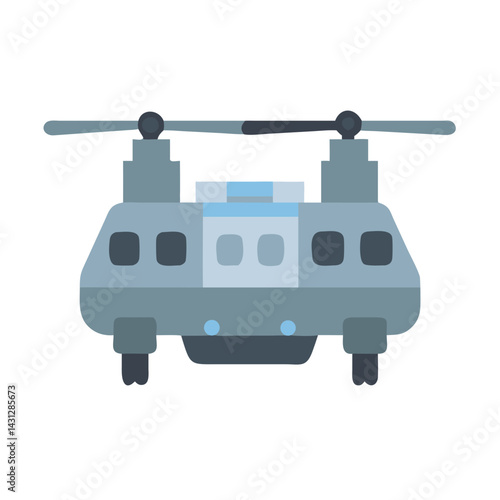 Stylized Cartoon Chinook Helicopter Vector Illustration Isolated on Black Background