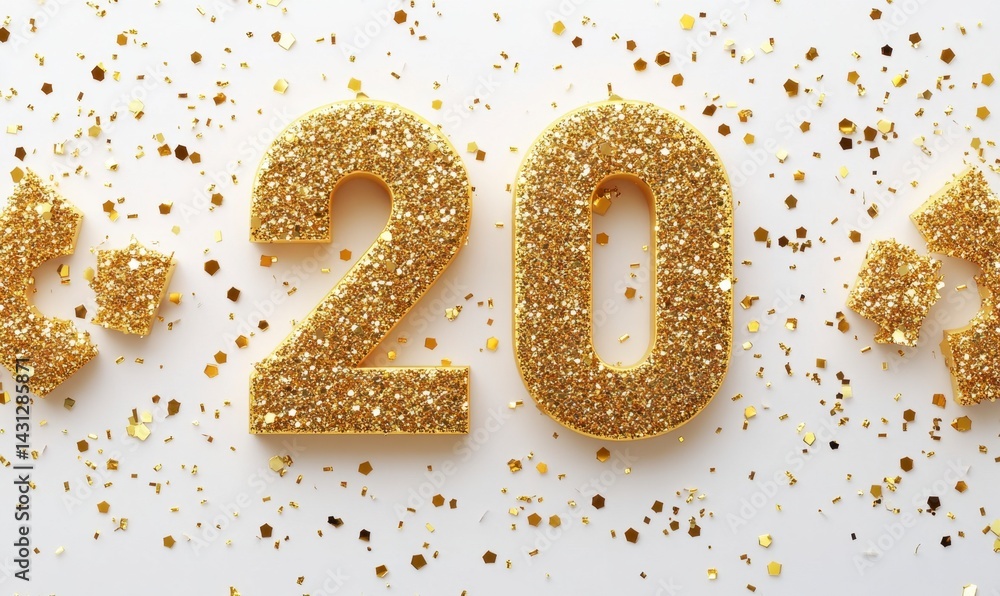 Glittery Golden Numbers for Celebrating New Year Milestone Glittery Golden Numbers for Celebrating New Year Milestone